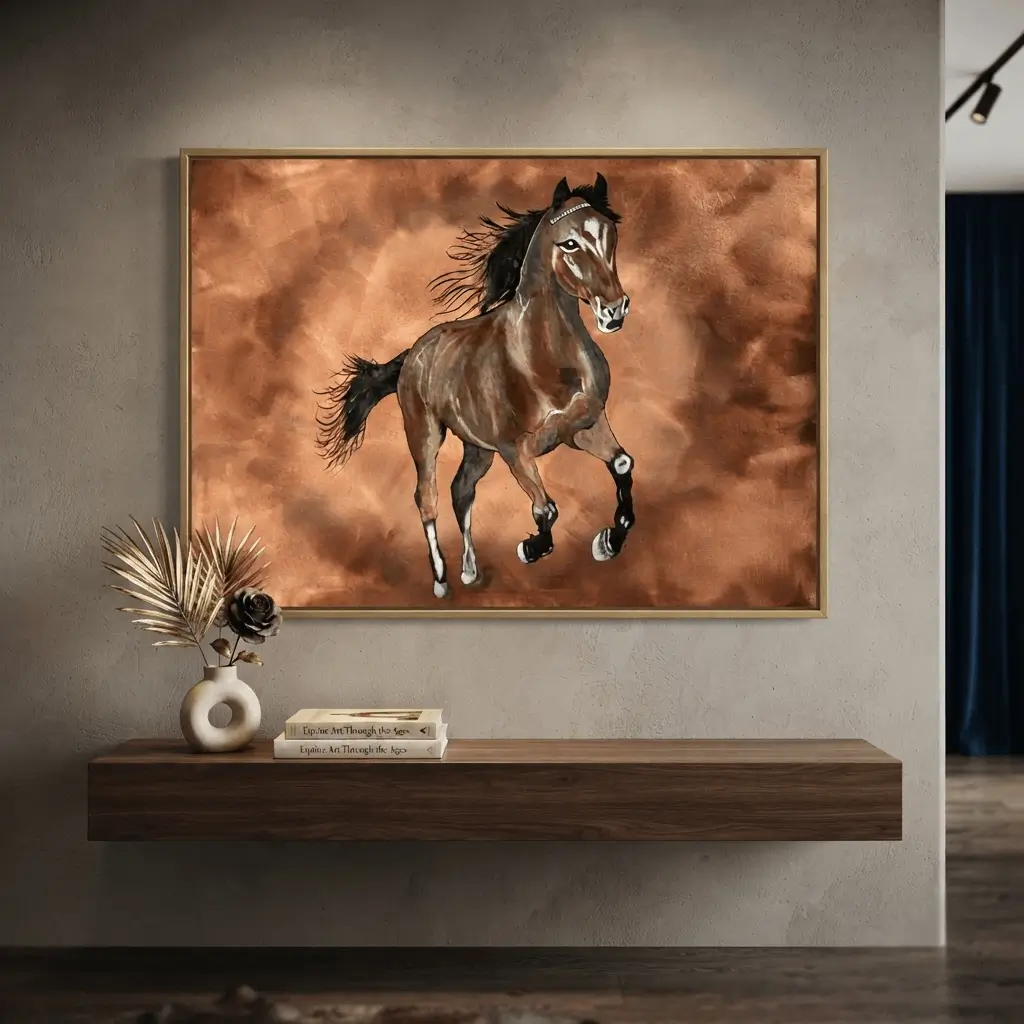 Galloping Horse Textured Acrylic Painting