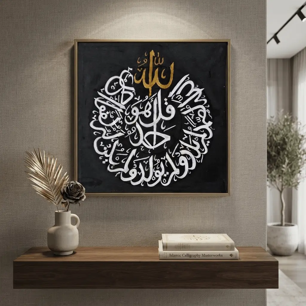 Black and Gold Kaaba Door Calligraphy by Farwa Faisal